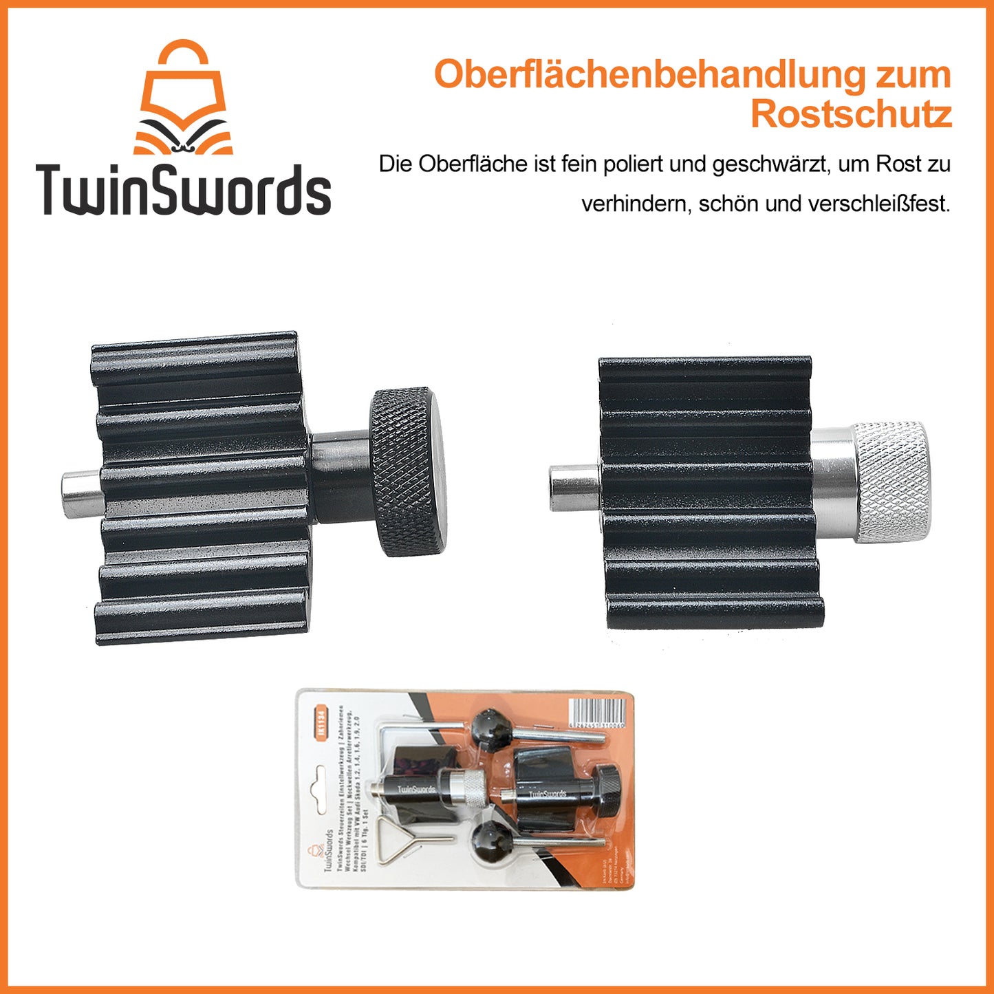 TwinSwords timing adjustment tool | Timing belt changing tool set | Camshaft locking tool for VW Audi Skoda 1.2, 1.4, 1.6, 1.9, 2.0 SDI/TDI - 6 pieces IK1134