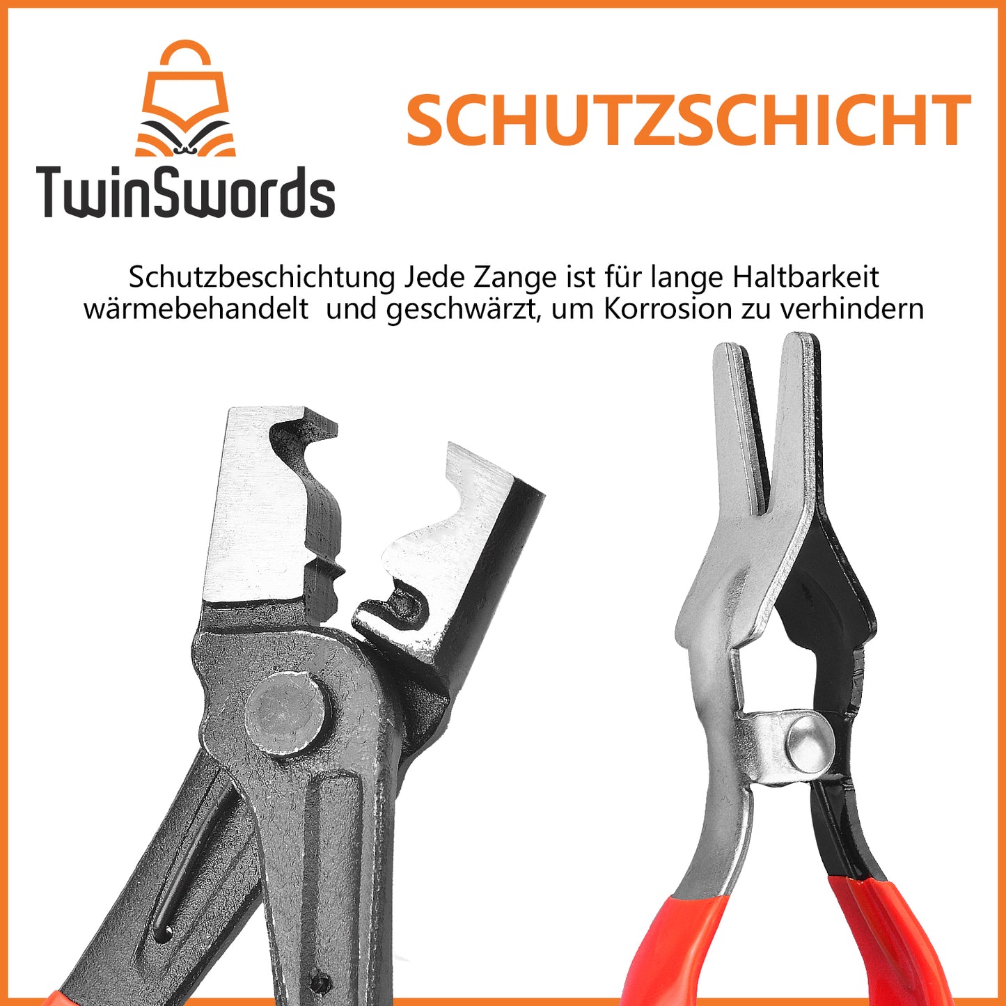 TwinSwords Schlauchschellenzangen | Schlauchklemmenzange Set | Schlauchschellen Zange | Swivel Jaw Flachwinkelband KFZ Werkzeug 1 Set