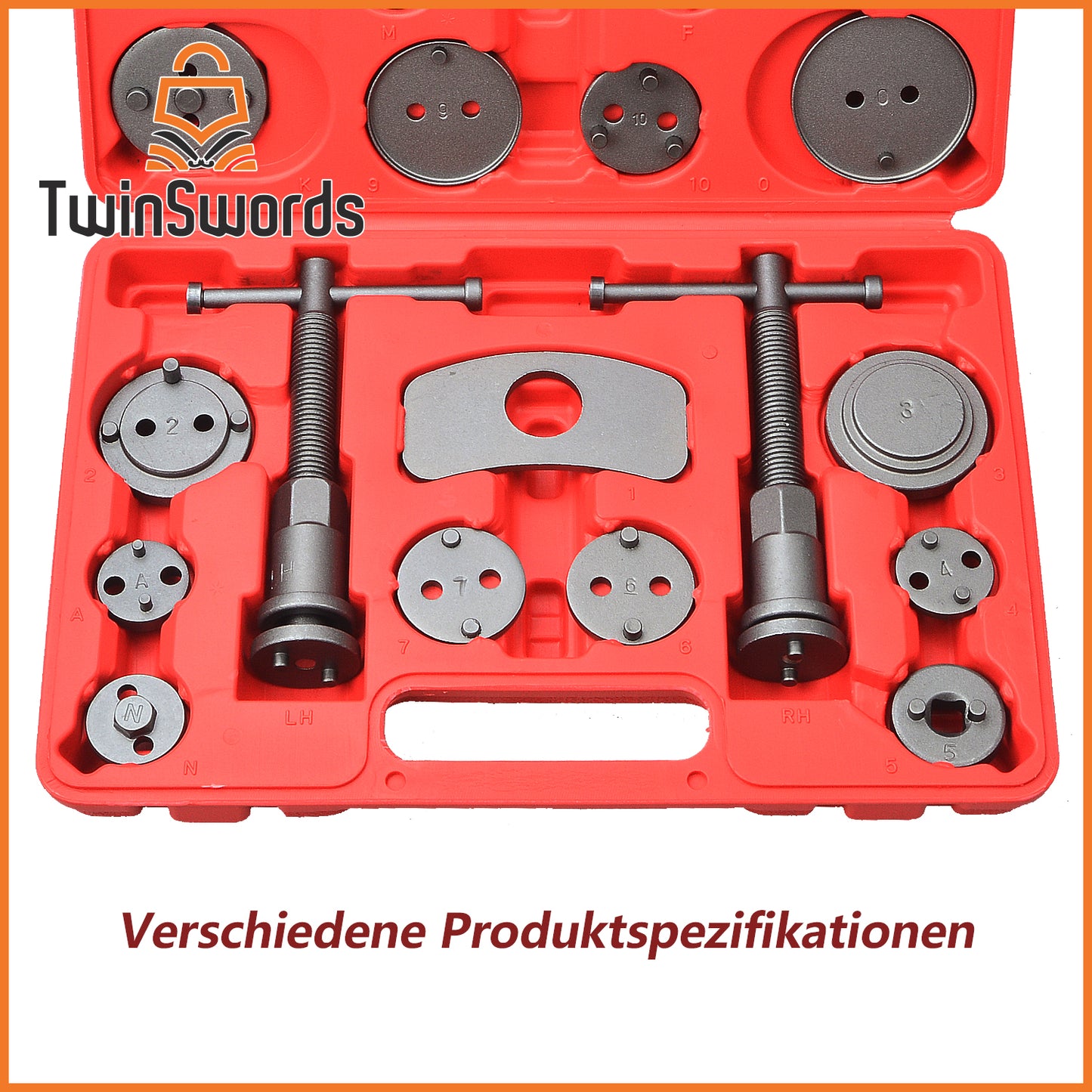 TwinSwords Bremskolbenrücksteller | Universal Bremskolben Rücksteller | Rückstellwerkzeug Set KFZ Werkzeug 22-teiliges 1 Set
