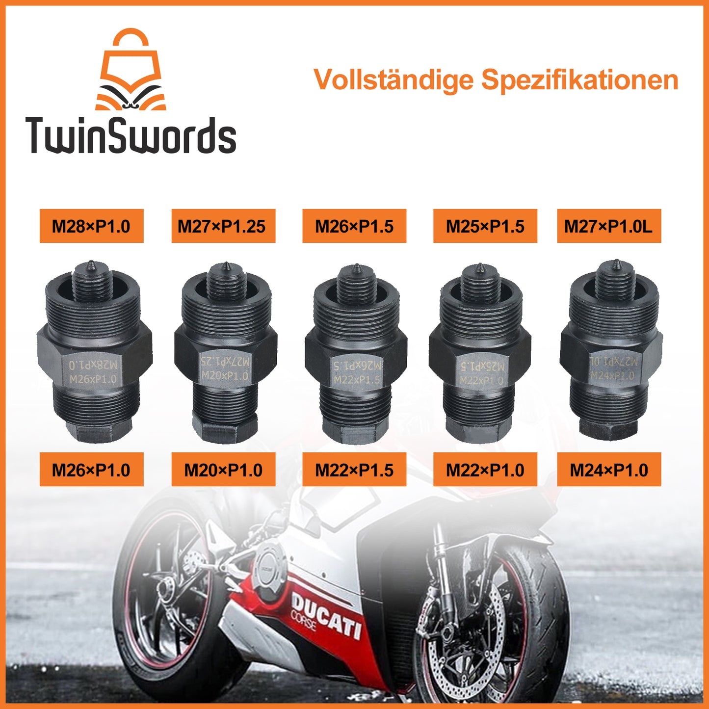 TwinSwords Motorrad Polrad Abzieher Set für Roller Motorrad Scooter 10-teiliges 1 Set
