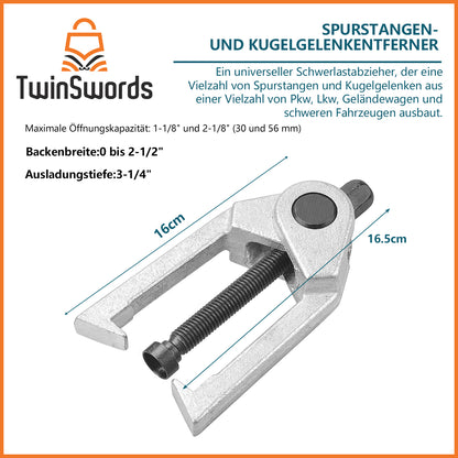 TwinSwords Kugelgelenk Abzieher Set | Spurstangenkopf Ausdrücker | Traggelenk Werkzeug 5 Tlg. 1 Set